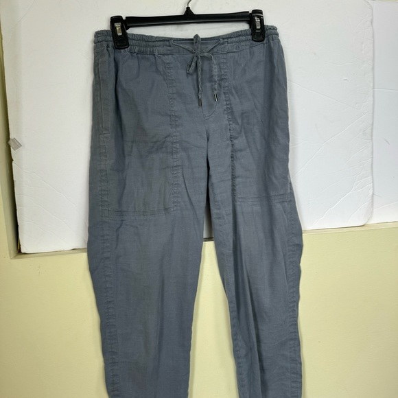 Vince NEW Linen Cotton Pants Pockets Elastic Waist Drawstring Minimalist Casual - Picture 4 of 14